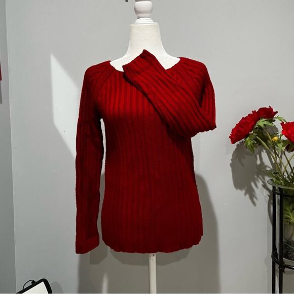 NEW Willi Smith Merino Wool Cable Knit Scoop Neck Chunky Ribbed Sweater Sz S Re… - Picture 2 of 14